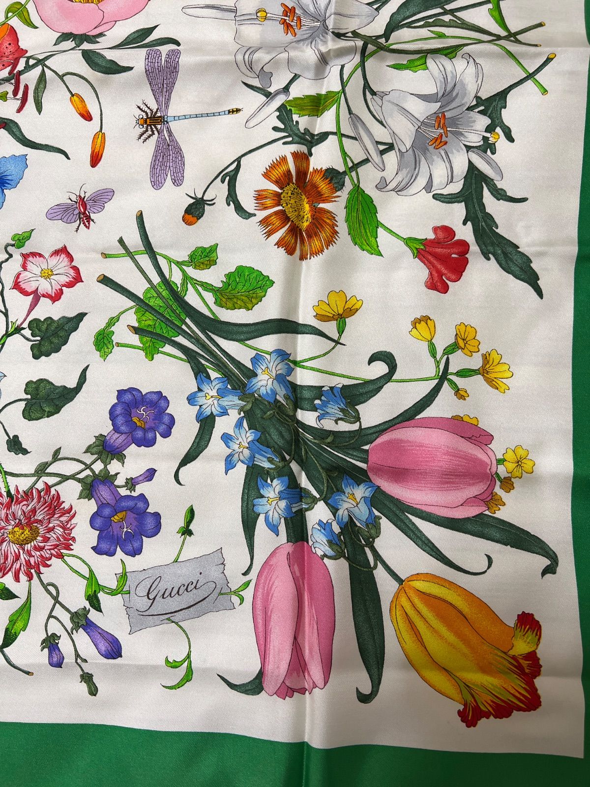 GUCCI グッチ スカーフ ストール フラワー 昆虫 GUCCI グッチ フラワー 花柄 昆虫柄 大判 スカーフ ストール