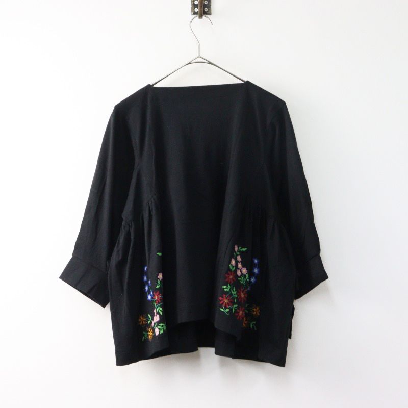 tao タオコムデギャルソン 花柄刺繍 ベロア 切替 カットソー tao タオコムデギャルソン 花柄刺繍 ベロア 切替 カットソー
