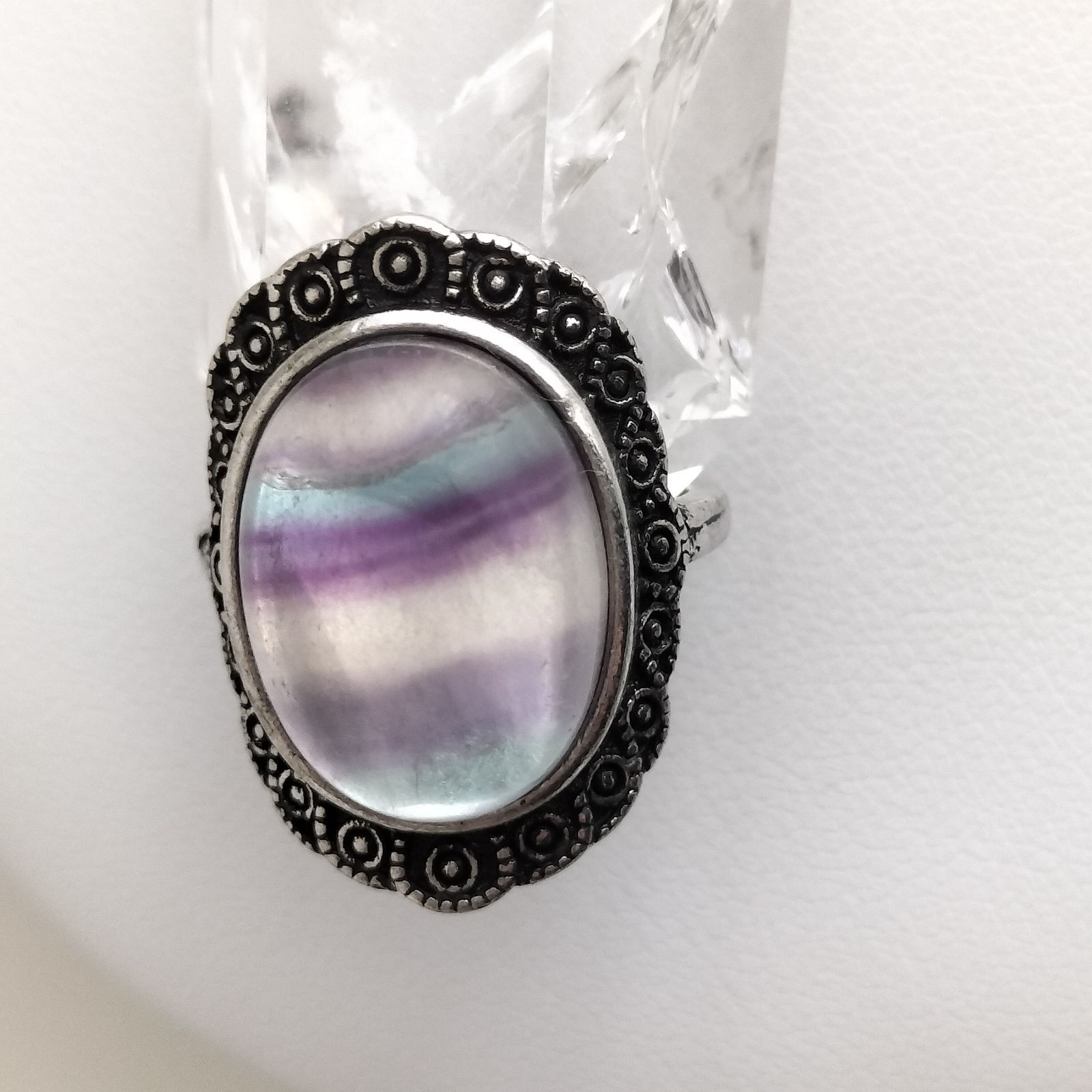 超品質天然フローライトリング[LZ8Z] 魂の浄化 思考明晰 創造力 直感  