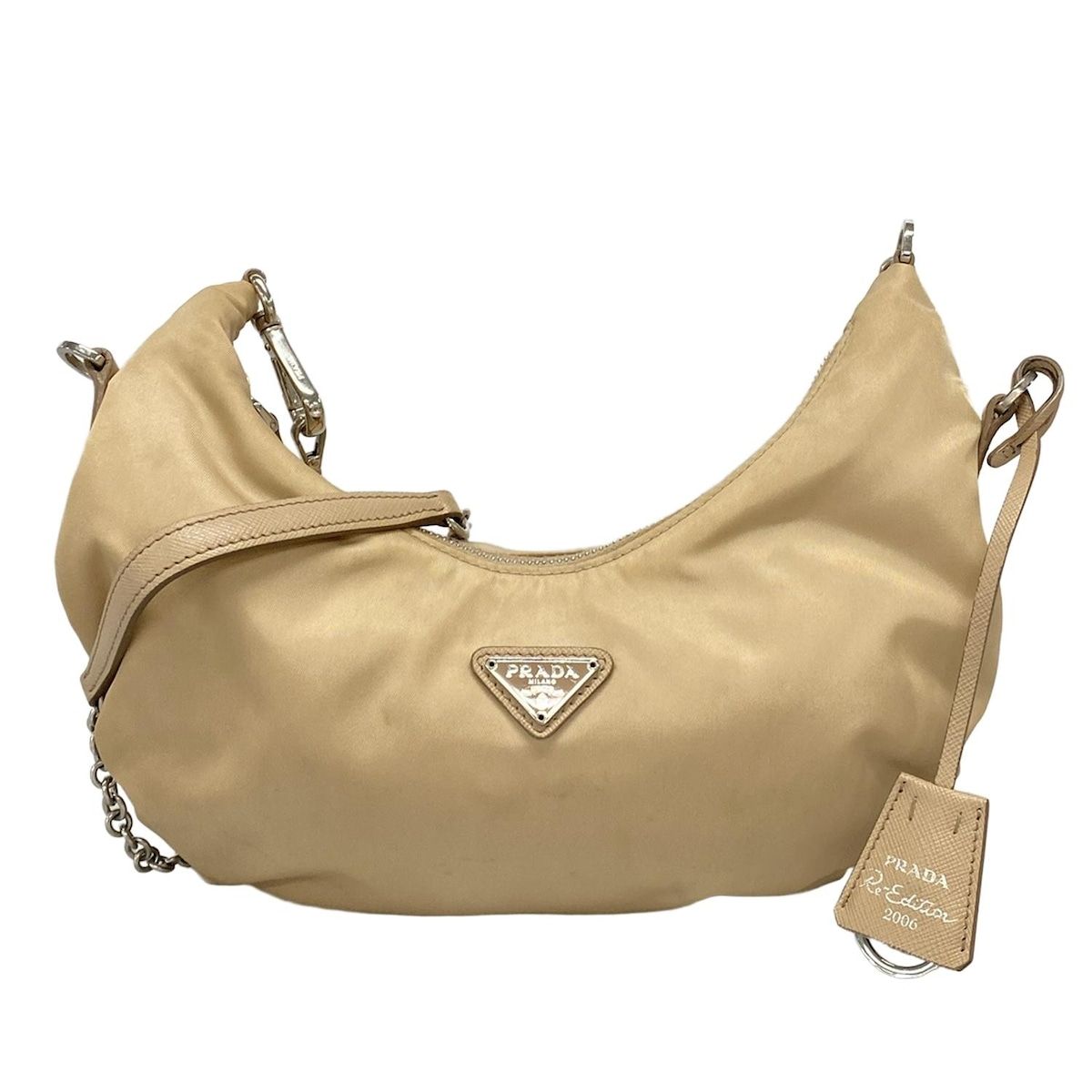 PRADA プラダ ショルダーバッグ - 1BH172 ベージュ Re Edition 2006|チェーンショルダー