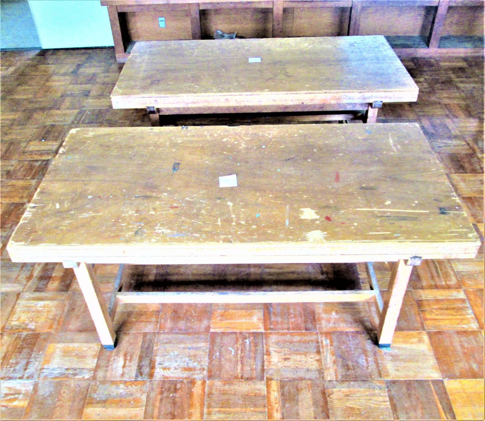 文化裁断机　わ~くワーク180 透明ボード付 技術室作業台 長辺180㎝サイズ 文化裁断机 わ~くワーク