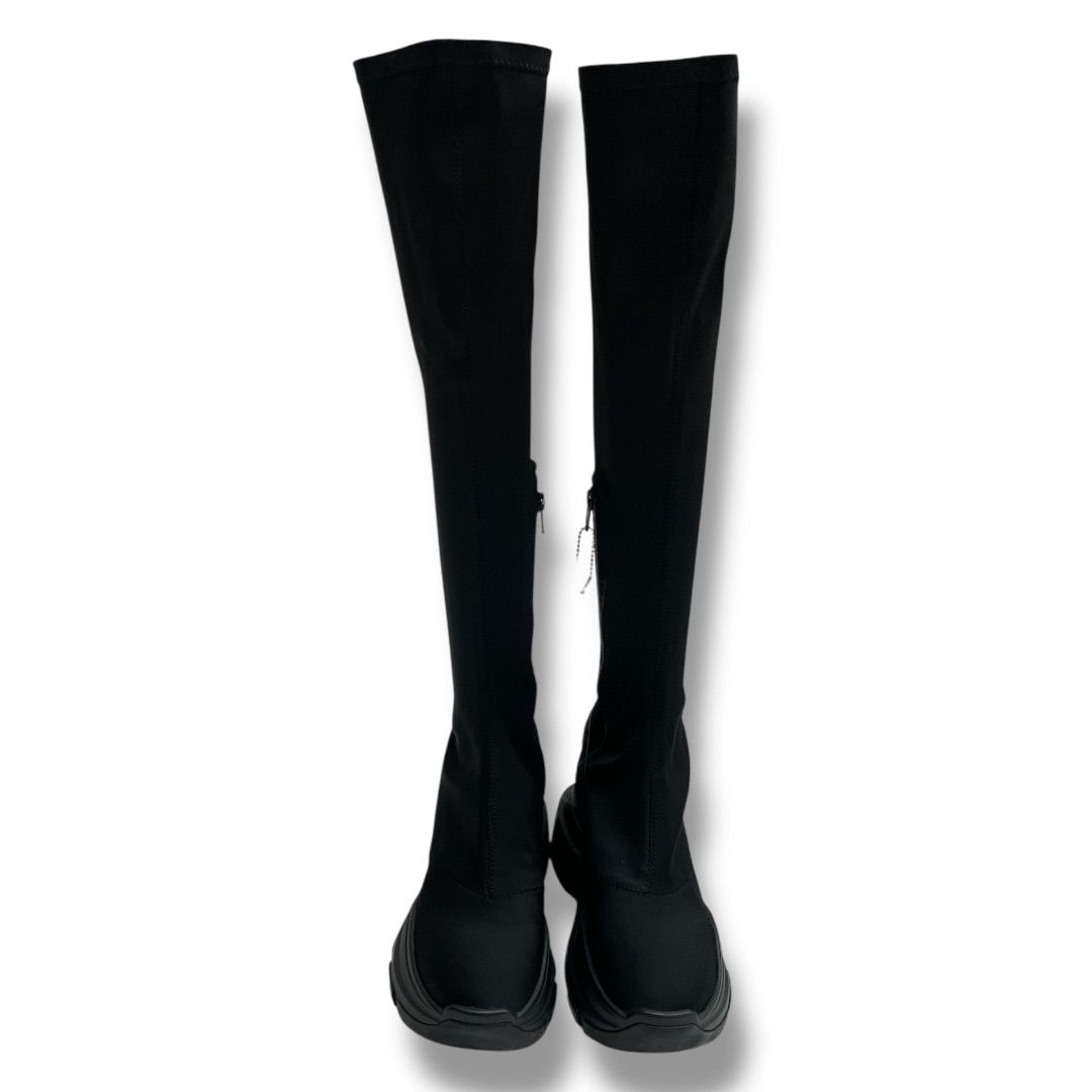 美品 箱付 YELLO TOKYO BLACK DOUBLE SNEAKER LONG BOOTS ダブル