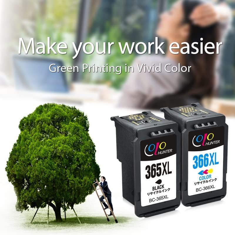 在庫 2個セット Canon キャノン 用BC-365XL BC-366XL ブラック 365 366 大容量 Colohunter 残量表示付 対応機種 PIXUS TS3530
