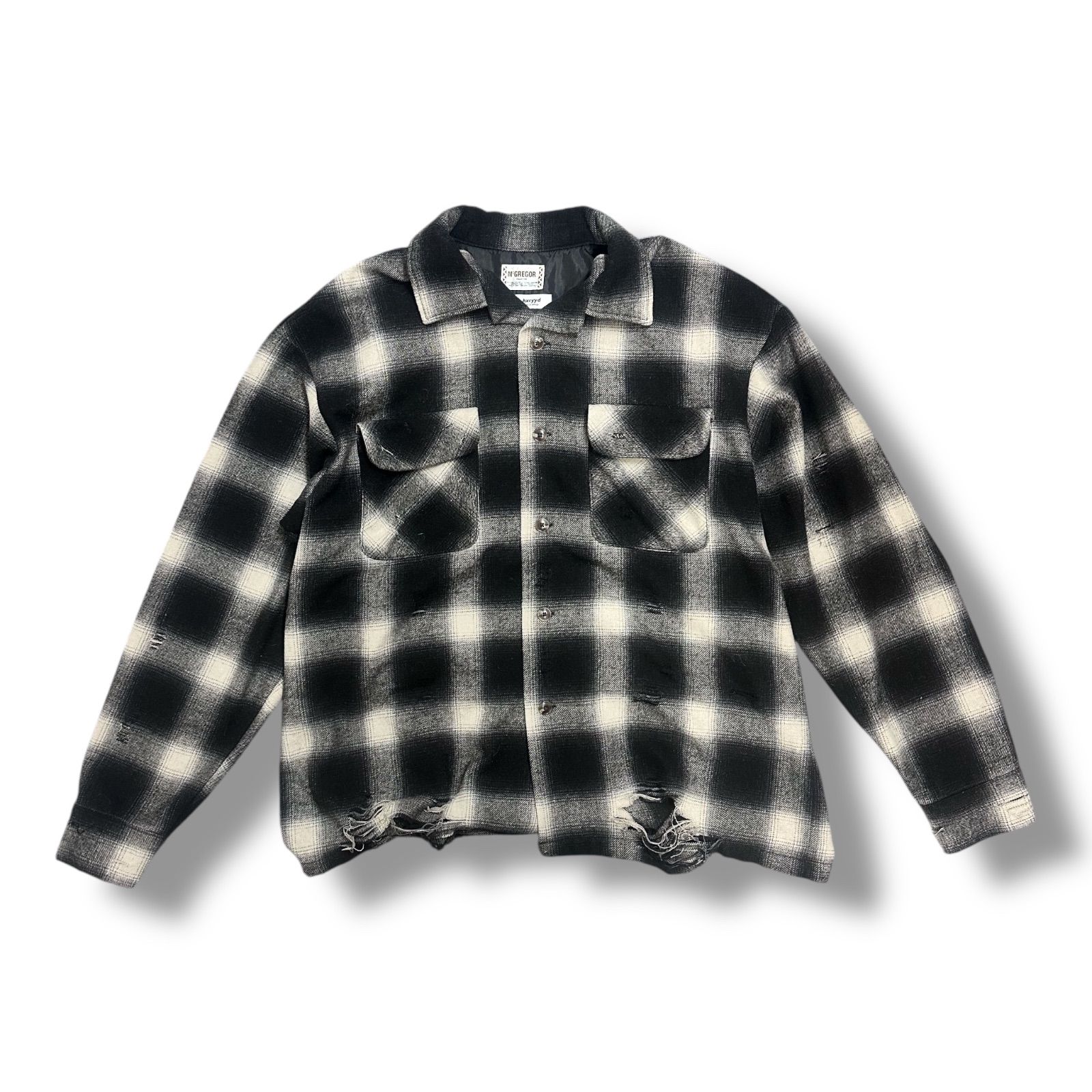 McGREGOR 久遠×hxcyyd ダメージ オンブレチェックシャツ M McGREGOR 久遠×hxcyyd ダメージ オンブレチェックシャツ M