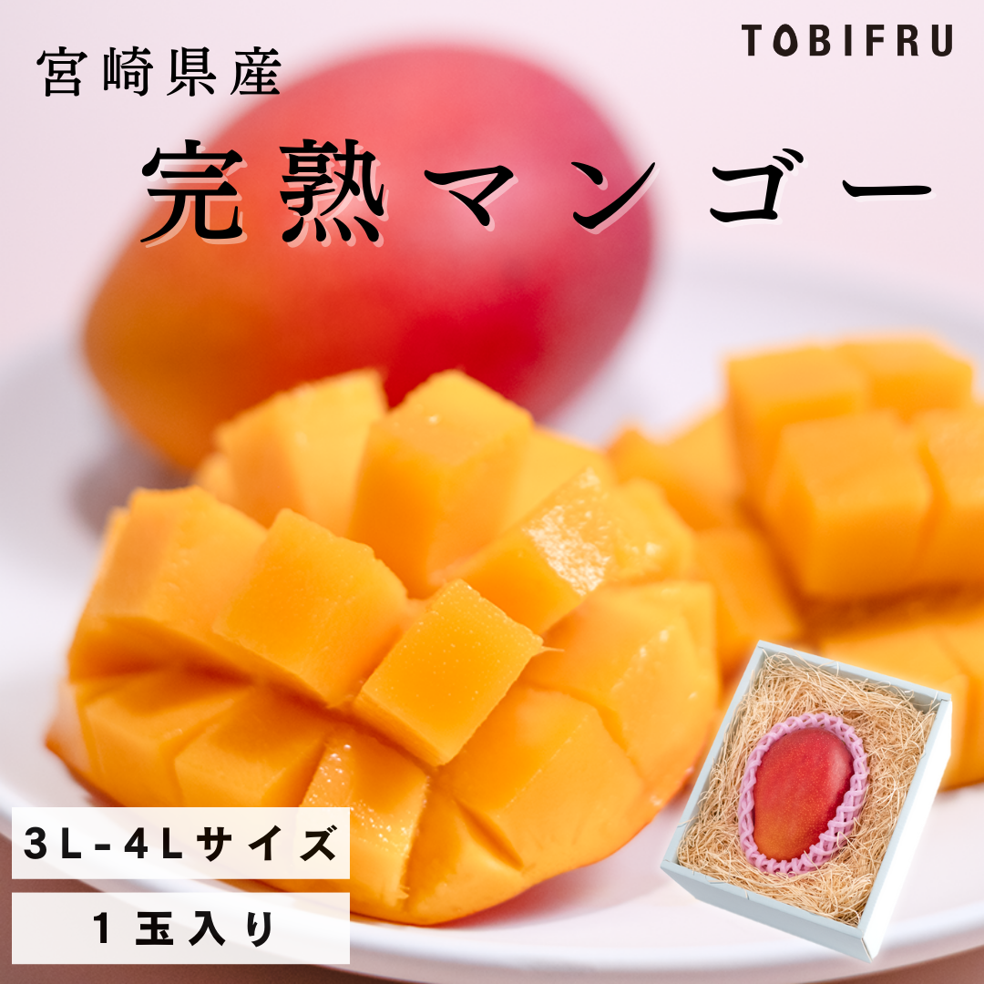 宮崎県産 完熟マンゴー 4L秀品 化粧箱入り x 3セット クール便果物