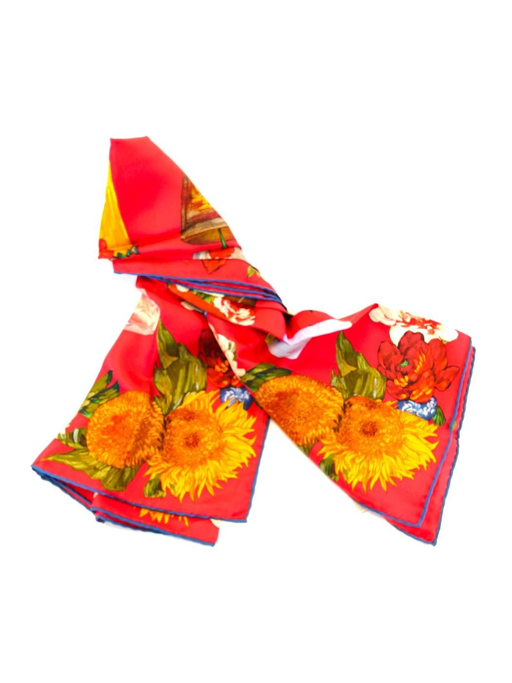 グッチ GUCCI スカーフ シルク フラワープリント 花柄 赤 管理 グッチ GUCCI スカーフ シルク フラワープリント 花柄 赤 管理