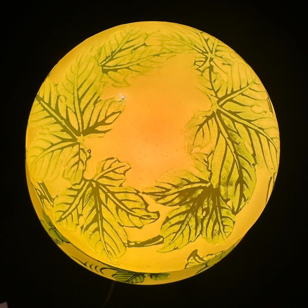 エミールガレ 真鍮台座 ランプ 1灯照明 カメオ彫り 被せガラス 高さ