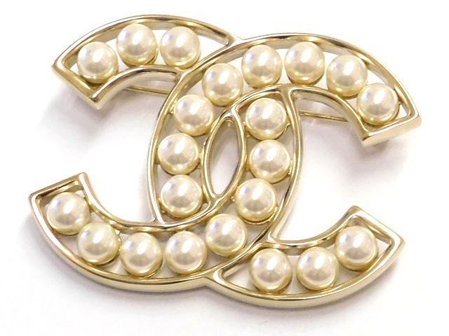 品 シャネル B20V ブローチ ココマーク フェイクパール 薄ゴールド レディース CHANEL □7I