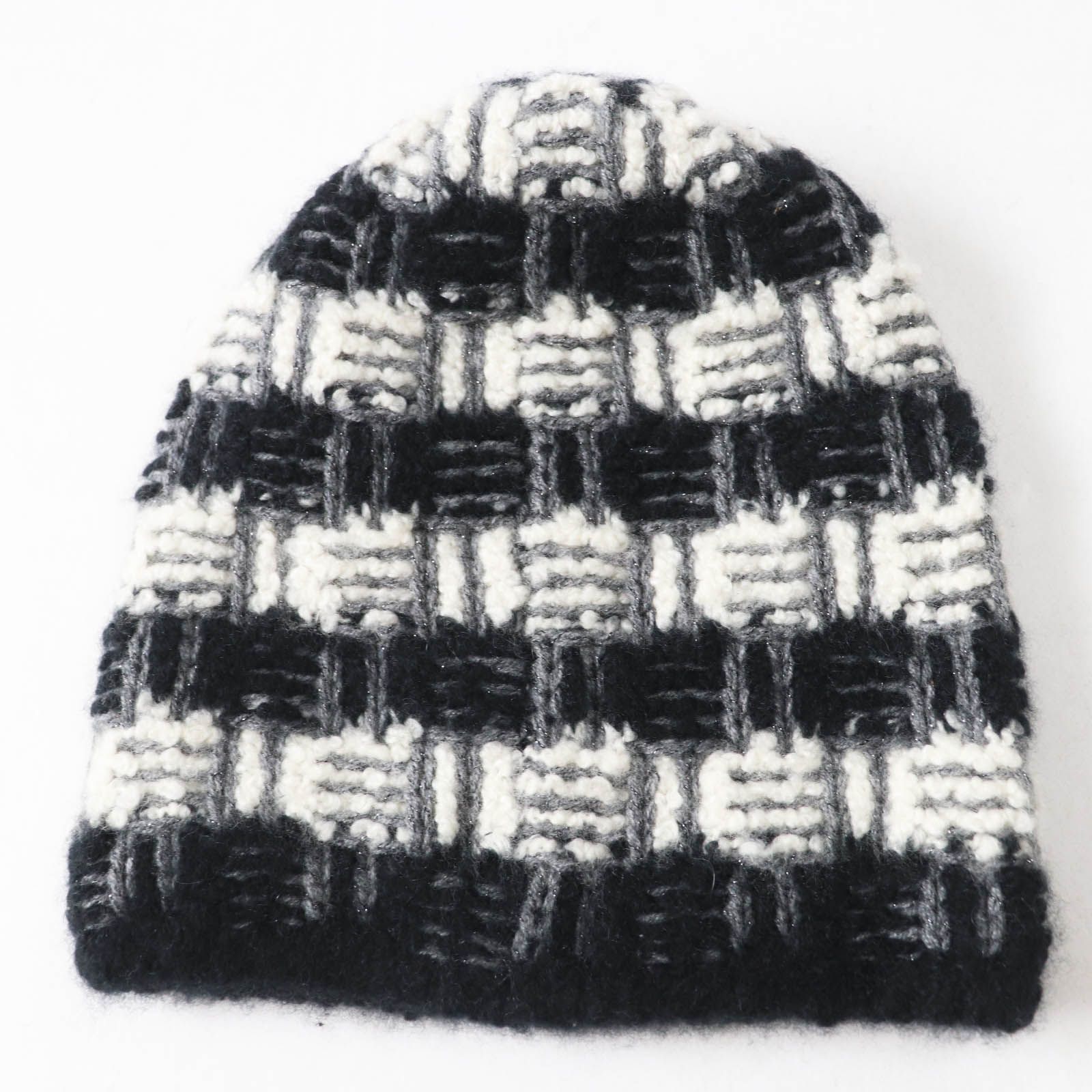 美品 CHANEL シャネル ツイード カシミヤ×シルク ニット帽 ビーニー