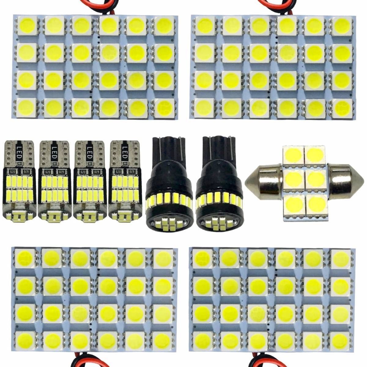 【車検対応】鬼爆 20系 ヴェルファイア ハイブリッド T10 LED ルームランプ 11点セット 基盤＋ウェッジ球 超爆光 ホワイト トヨタ 純正球交換用 パーツ