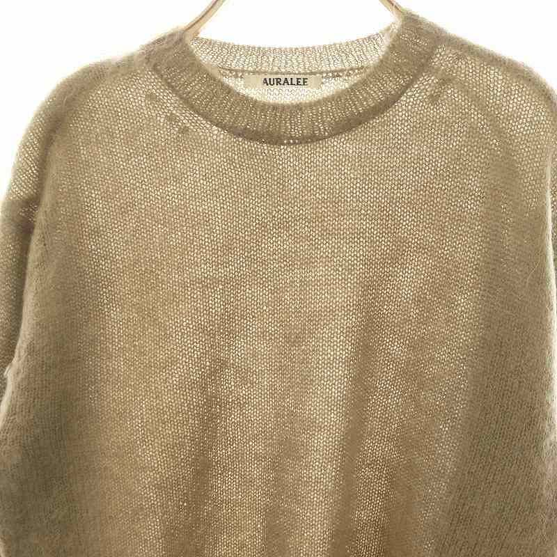 オーラリー AURALEE 24AW BRUSHED SUPER KID MOHAIR モヘヤ シャギー ニット セーター 長袖 0 チャコール ニット BRUSHED SUPER KID MOHAIR