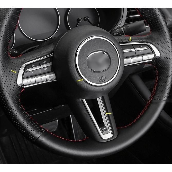 ステアリングホイール ガーニッシュ パーツ マツダ・MAZDA3 BP系 セダン 用 4枚 3色選択
