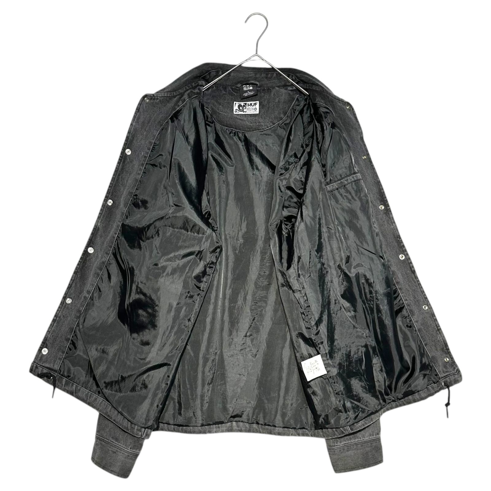 HUF(ハフ) FELIX logo black denim coach jacket フェリックス ロゴ 