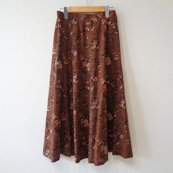 wnc インポートロッサ import Rossa スカート 42 茶系 バラ 花柄