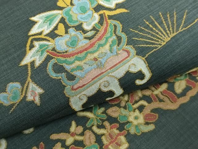 平和屋本店□極上 名門木屋太 今河織物 六通柄袋帯 陶器花文 逸品  