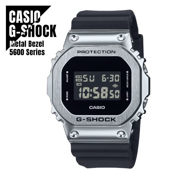 CASIO カシオ G-SHOCK Gショック デジタル メタルカバー コンパクトサイズ LEDバックライト ブラック シルバー GM-5600U-1 腕時計 メンズ