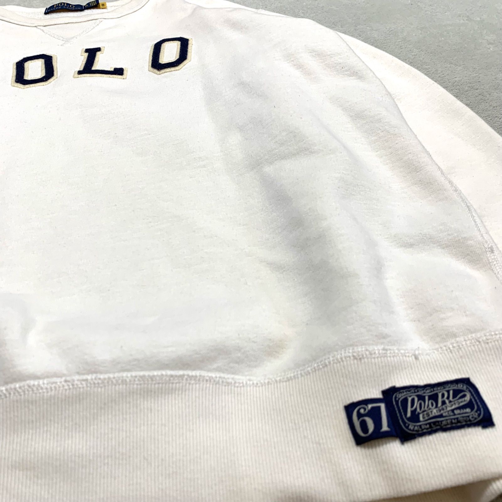 POLO RALPH LAUREN スウェットシャツ トレーナー 前Vガゼット ワッペン 