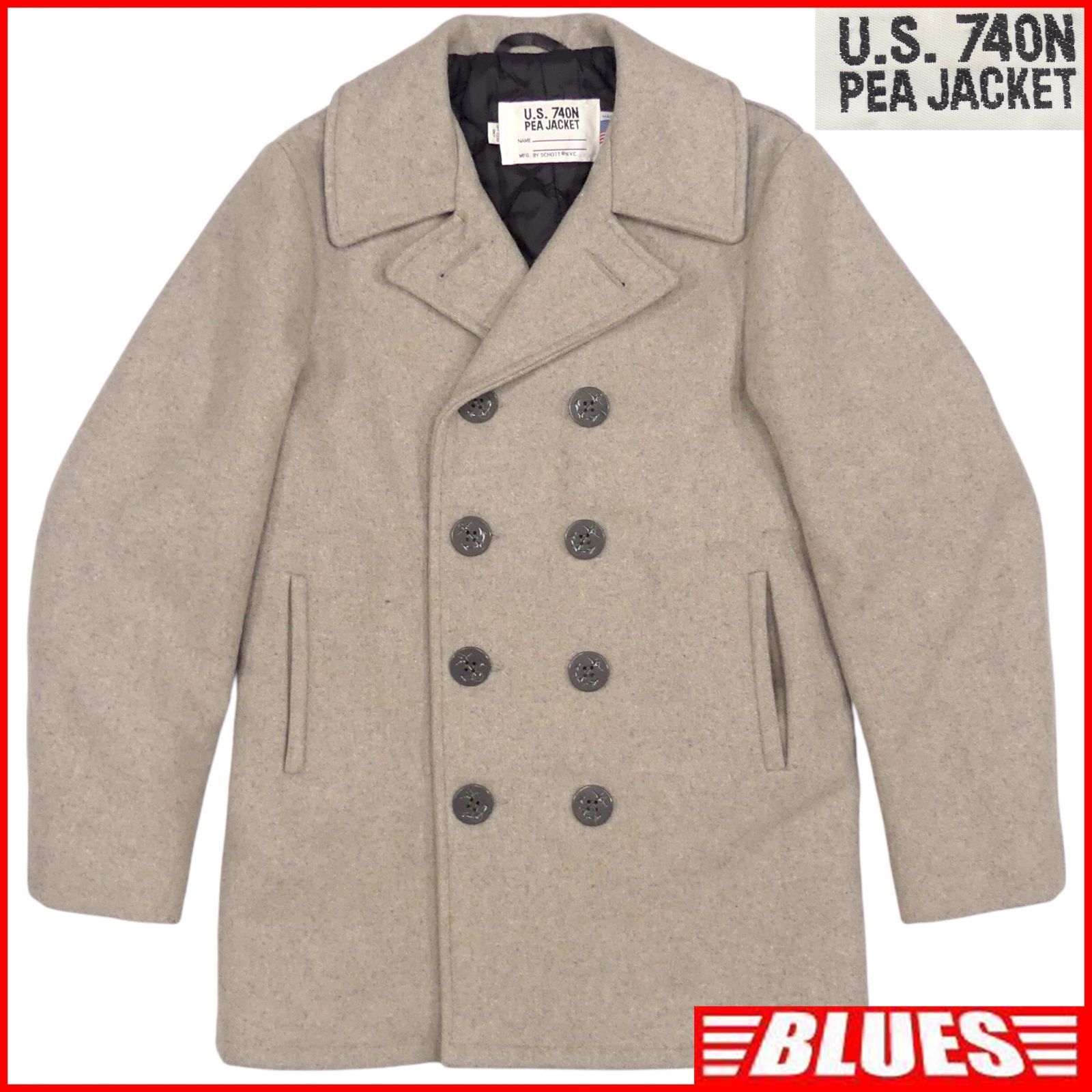 SCHOTT ショット　ピーコート　サイズ36 Schott ショット Pコート ピーコート 36 ダブル S グレー