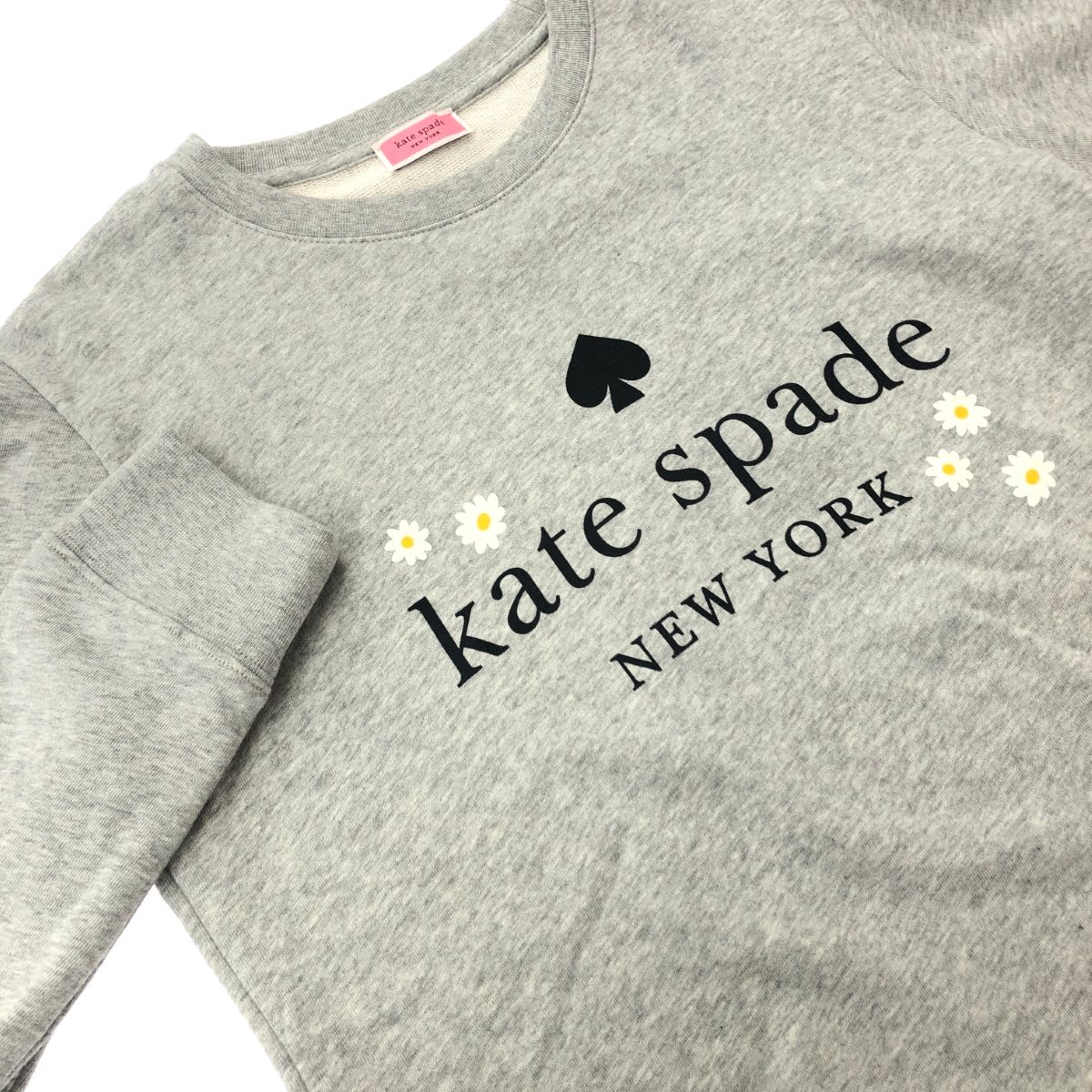  良好 Kate spade ケイトスペード スウェット サイズ S グレー レディース ロゴ フラワーデザイン トレーナー スウェット トップス