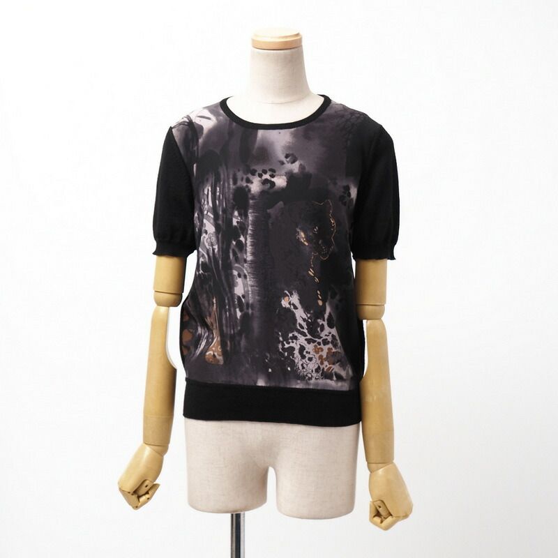 【美品】Ferragamo フェラガモ 半袖ニット アニマル柄 シルク 未使用品 Salvatore Ferragamo サルヴァトーレフェラガモ 半袖 ニット