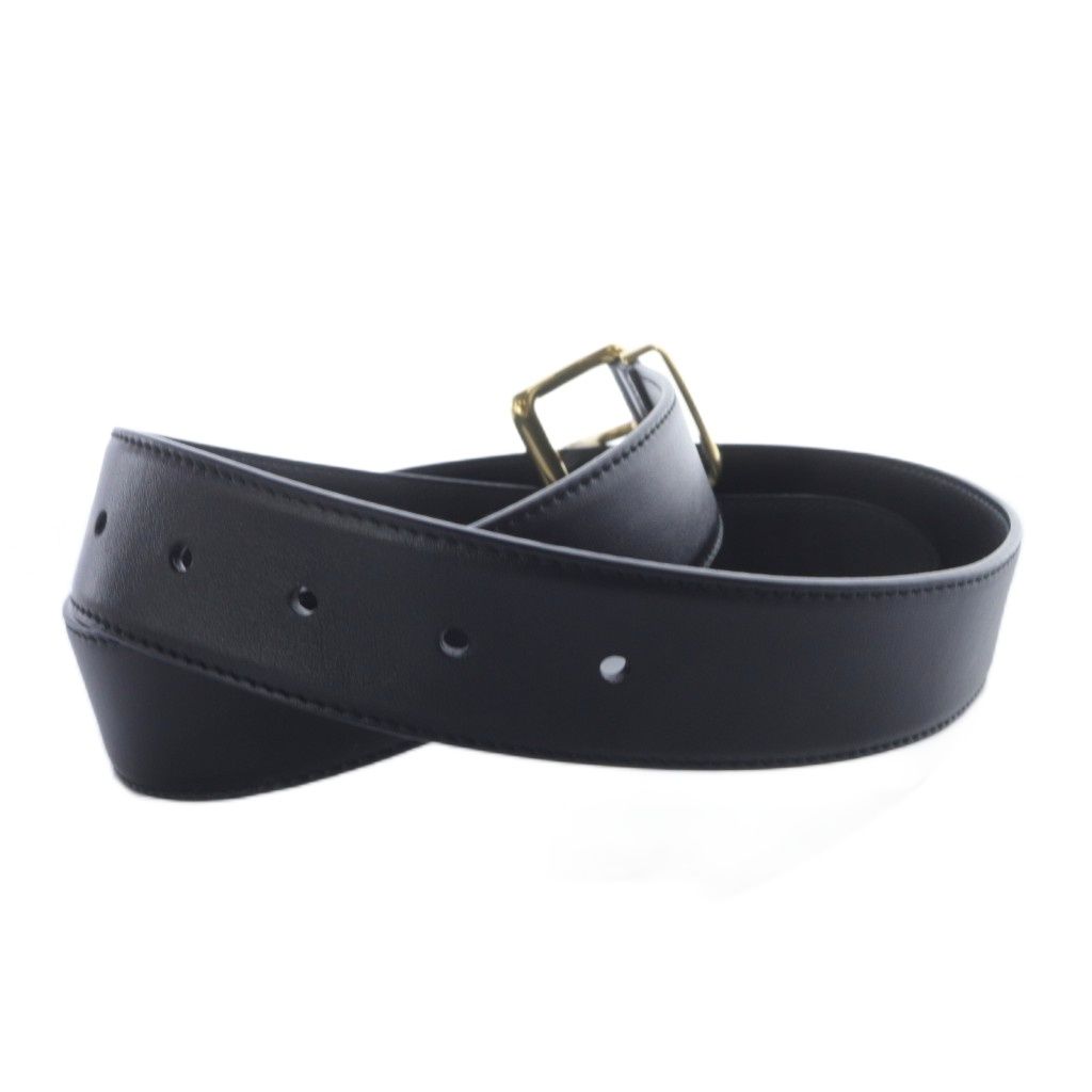 ミュウミュウ miumiu レザー スクエアバックルベルト 30/75 黒  