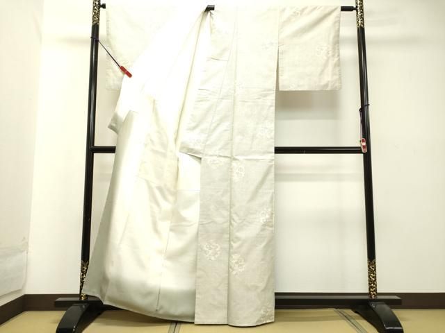 平和屋着物○本場大島紬 白大島 7マルキ 花丸文 正絹 逸品 DAAT1337tw