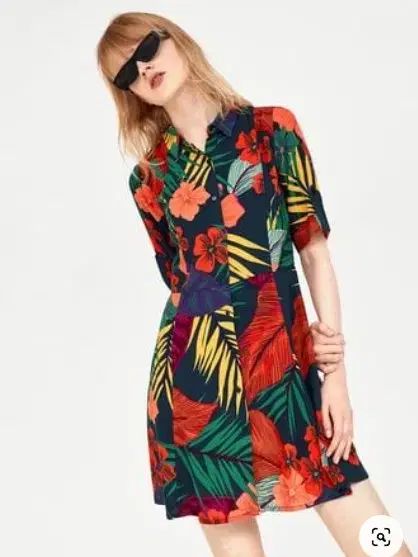 ZARA ザラ 女性用ミニドレス ネイビー カラフル フラワー 44 55