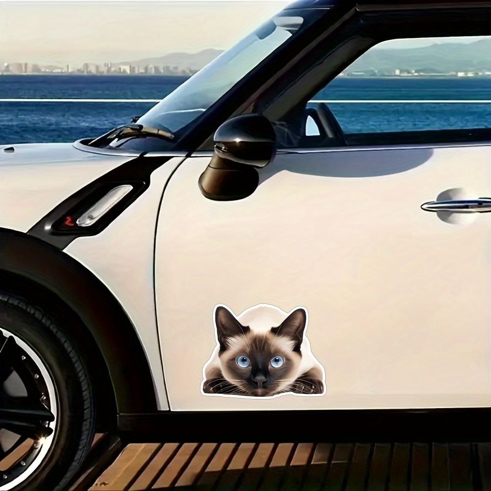 車用デカール シャム猫 ステッカー 17cm おもしろ 立体 3D 伏せ