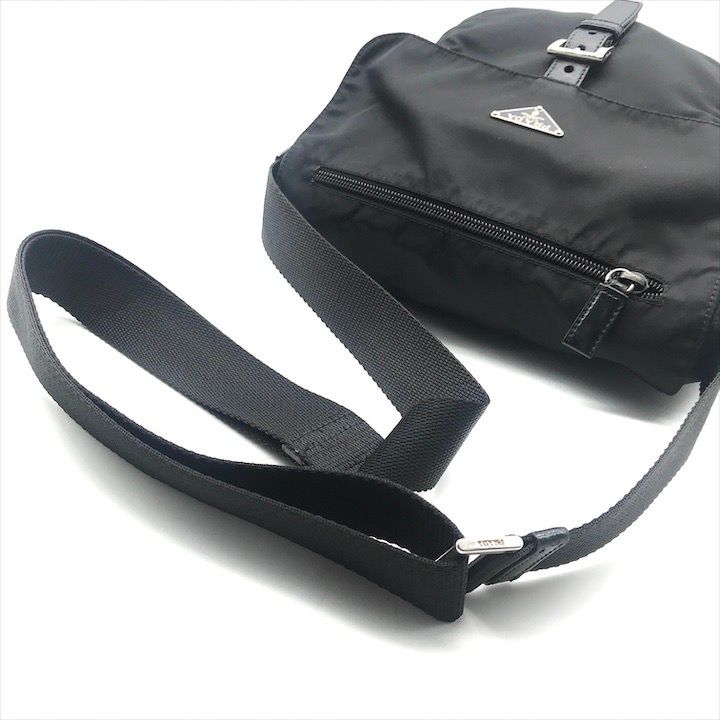 良品 プラダ ナイロン ショルダー バッグ メッセンジャー ブラック