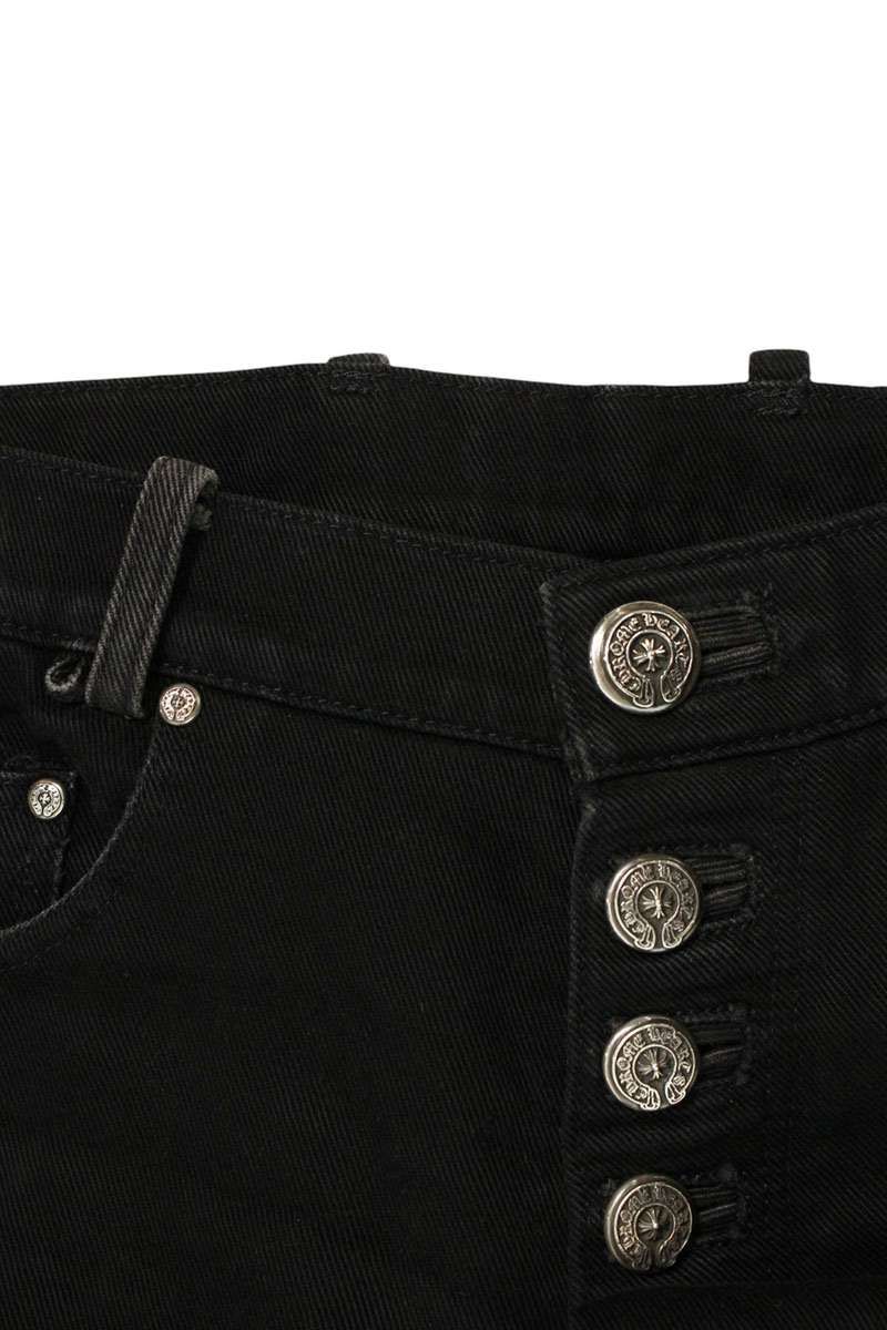 クロムハーツ DNM PANTS BLK フレアニーステッチデニムパンツ メンズ Chrome Hearts - CHROME HEARTS クロムハーツ JEAN SL FLEURKNEE