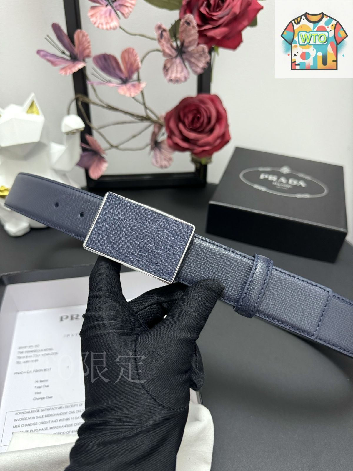 【新品未使用】プラダ　PRADA ベルト　グレー 三越伊勢丹 | PRADA/プラダ_Men通販 | サフィアーノレザー