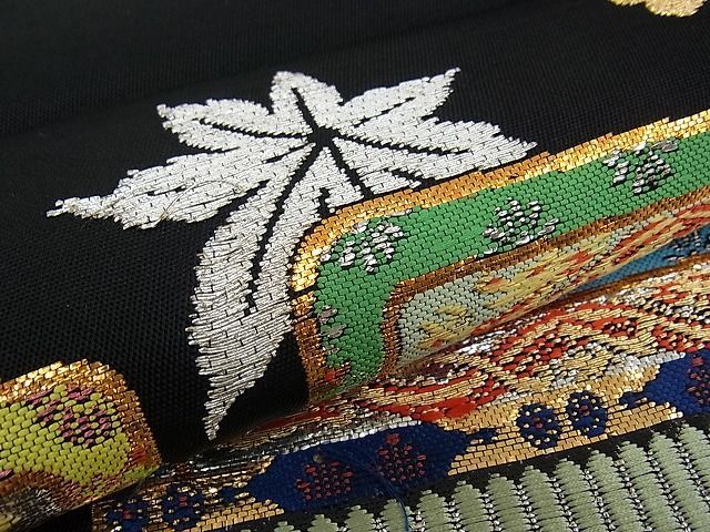 平和屋本店●最高級　龍村平蔵製　本袋帯　威毛錦　唐織　黒地　金銀糸　逸品　CZAA0810s4 平和屋本店○最高級 龍村平蔵製 本袋帯 威毛錦 唐織 黒地 金銀糸 逸品