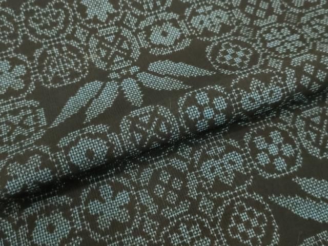 平和屋着物○本場大島紬 7マルキ 古代染色純泥染 笹文 田畑絹織物謹製