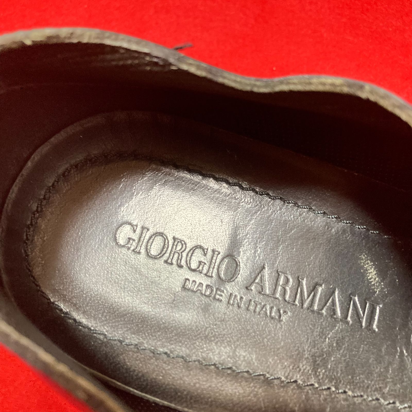 ジョルジオアルマーニ GIORGIO ARMANI 靴 25cm ネイビー系 カジュアルシューズ ビジネスシューズ パッチング レザー メンズ 伊製 7