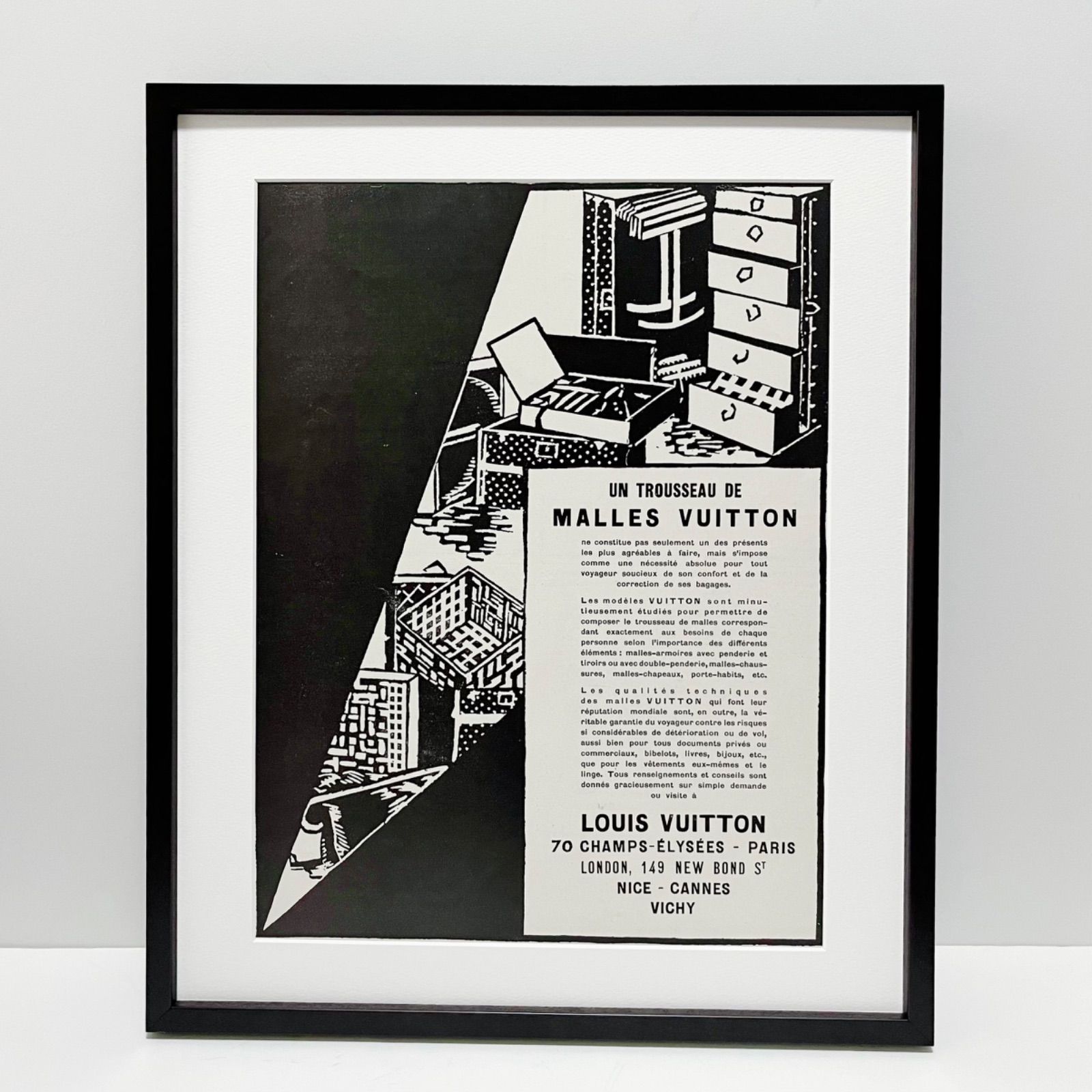 ＜1926  広告＞Louis Vuitton ルイヴィトン ポスター ヴィンテージ アートポスター フレーム付き 額縁 インテリア モダン おしゃれ かわいい 壁掛け ポップ レトロ モノトーン モノクロ