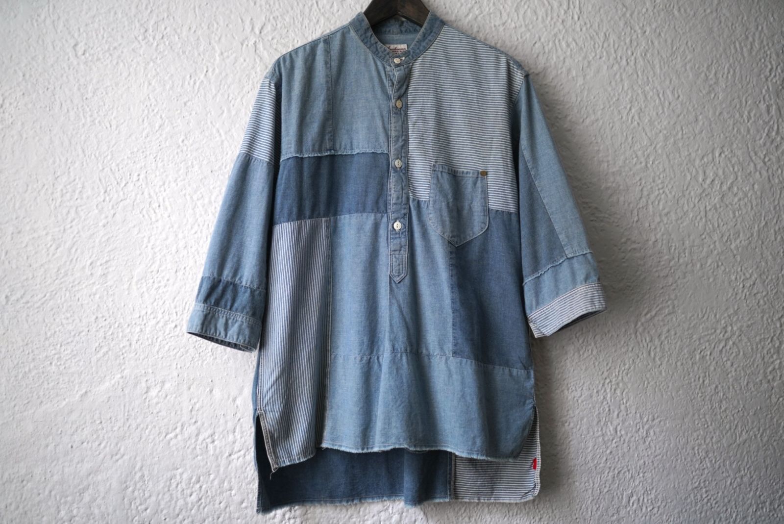 ANACHRONORM【アナクロノーム】グランパシャツ プルオーバー ANACHRONORM FIREWORKS S/S TUCK OPEN COLLAR SHIRT / Black