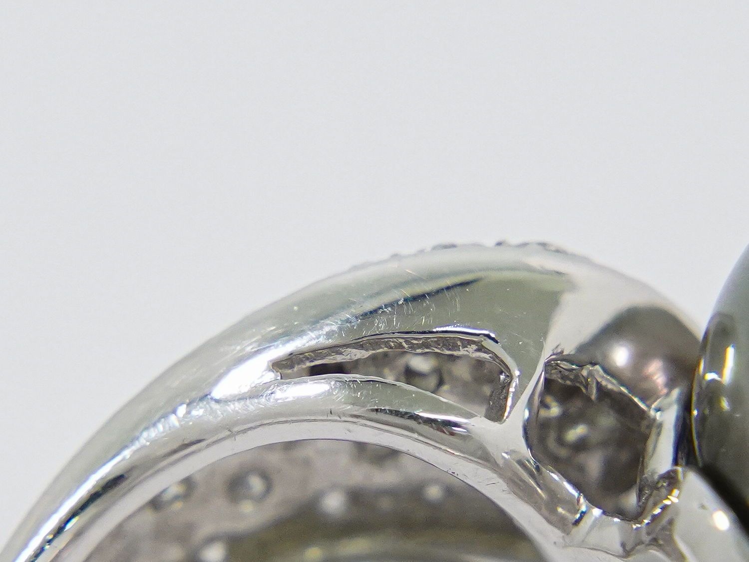 本物 南洋黒蝶パール 12.5mm ダイヤモンド 0.70ct Pt900 リング 指輪  