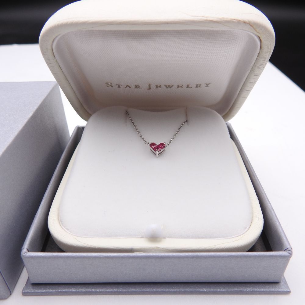 正規品】STAR JEWELRY スタージュエリー K18 ホワイトゴールド ルビー0.25ct ミステリアスハートネックレス - メルカリ