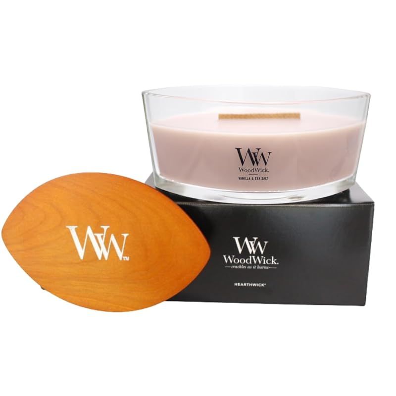 WoodWick アロマキャンドル 焚火 ウッドウィック ハースウィック キャンドル 焚き火の音がするキャンドル ギフト 女性 プレゼント 香り アロマ (バニラ＆シーソルト)