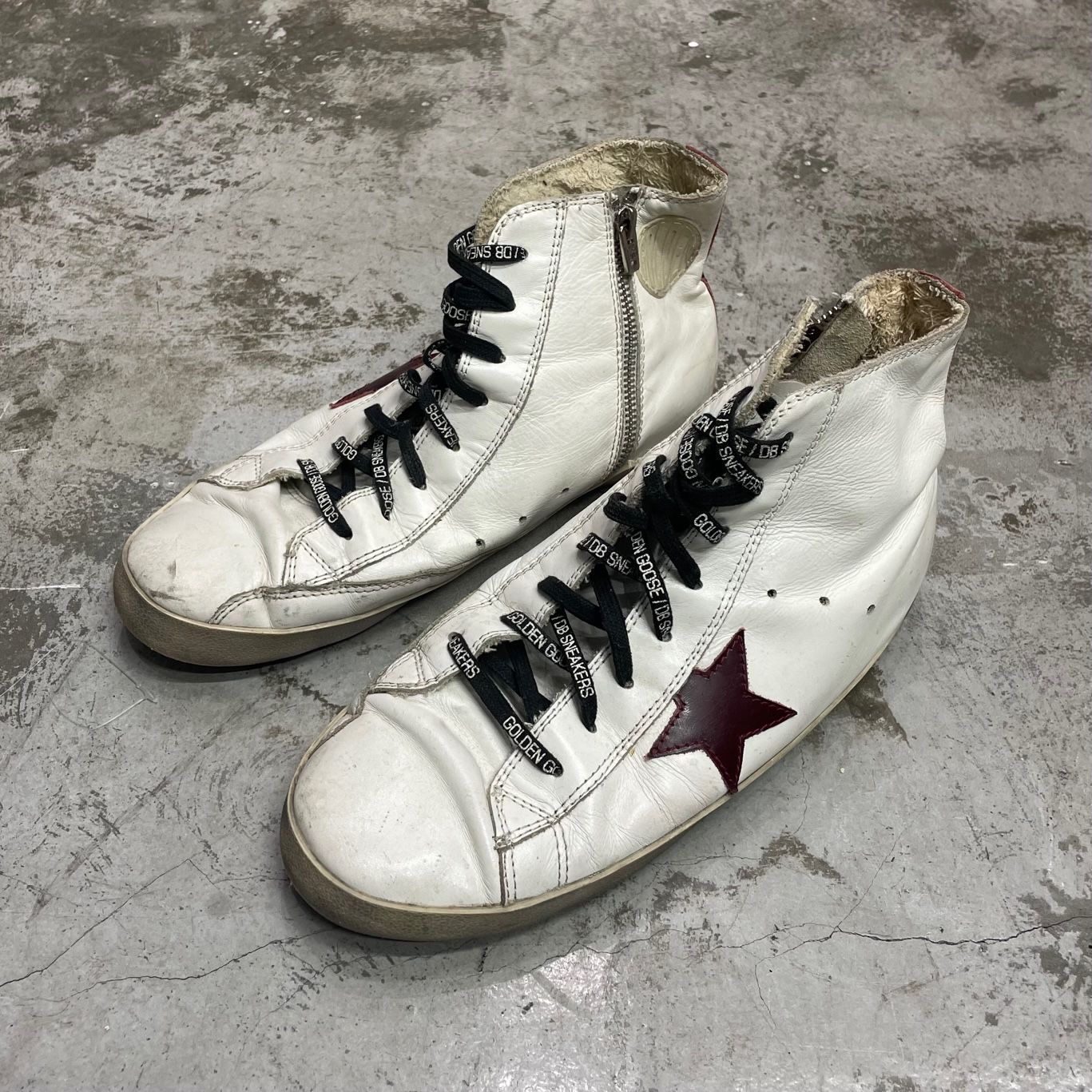 GOLDEN GOOSE サイドジップ  レザー ハイカット スニーカー ゴールデングース 45 75005A1