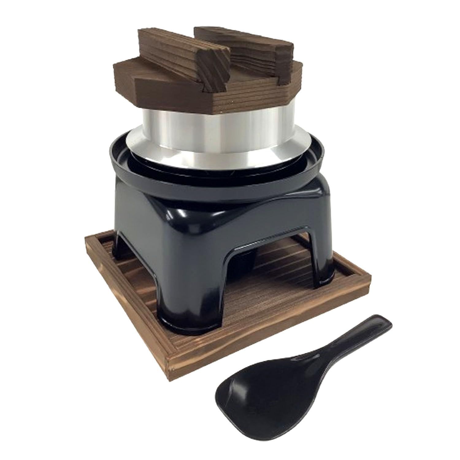 【新着商品】釜めしセット フッ素加工 1合炊 卓上ご飯鍋 フッ素加工でくっつかない TKG おいしく簡単にお米をたける 吹きこぼれガード付きで汚れず安心 遠藤商事 業務用 【オンライン限定品】 AMZ2701