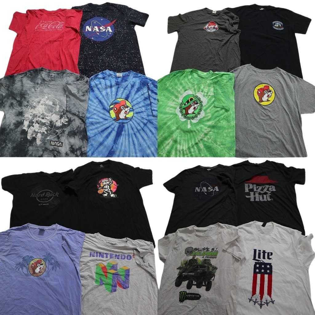 古着卸 まとめ売り 有名企業 半袖Tシャツ 16枚セット (メンズ L ) バッキーズ NASA コカ・コーラ ハードロックカフェ MT3609