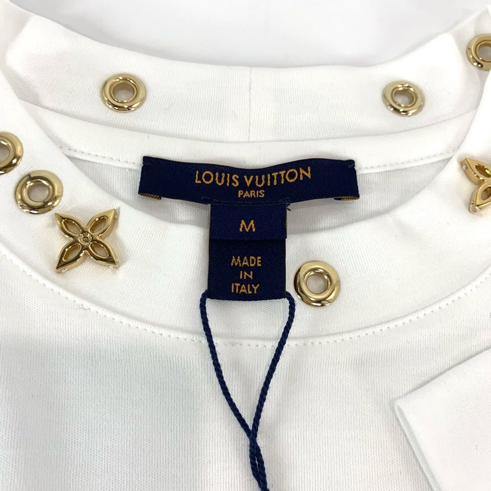 美品 ルイヴィトン LOUIS VUITTON シャツ ブラウス 2019年 モノグラム フラワー ゴールド金具 コットン トップス レディース 34(S相当) ホワイト