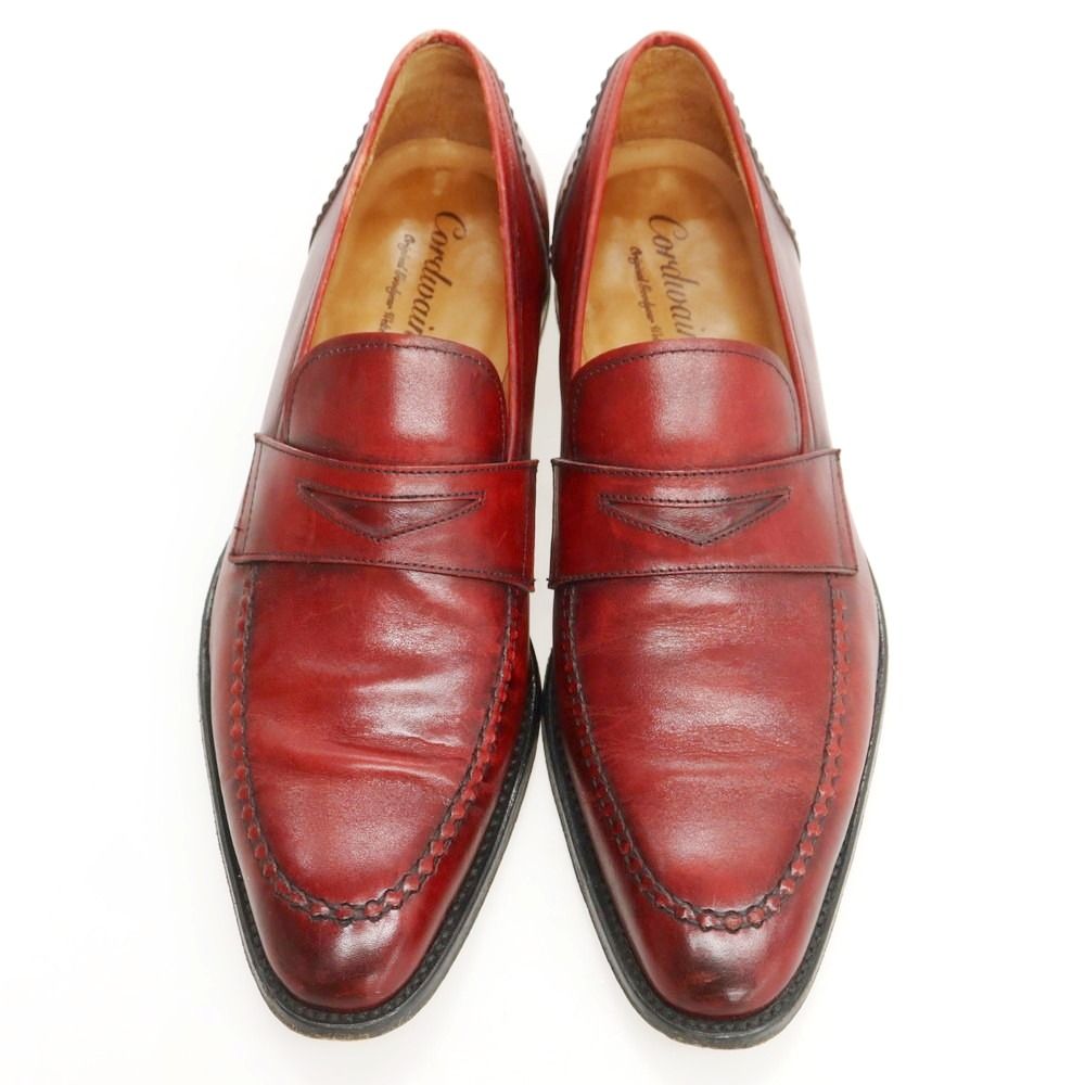 コードウェイナー Cordwainer Uチップ コインローファー ダークレッド サイズ40 1 2 メンズ