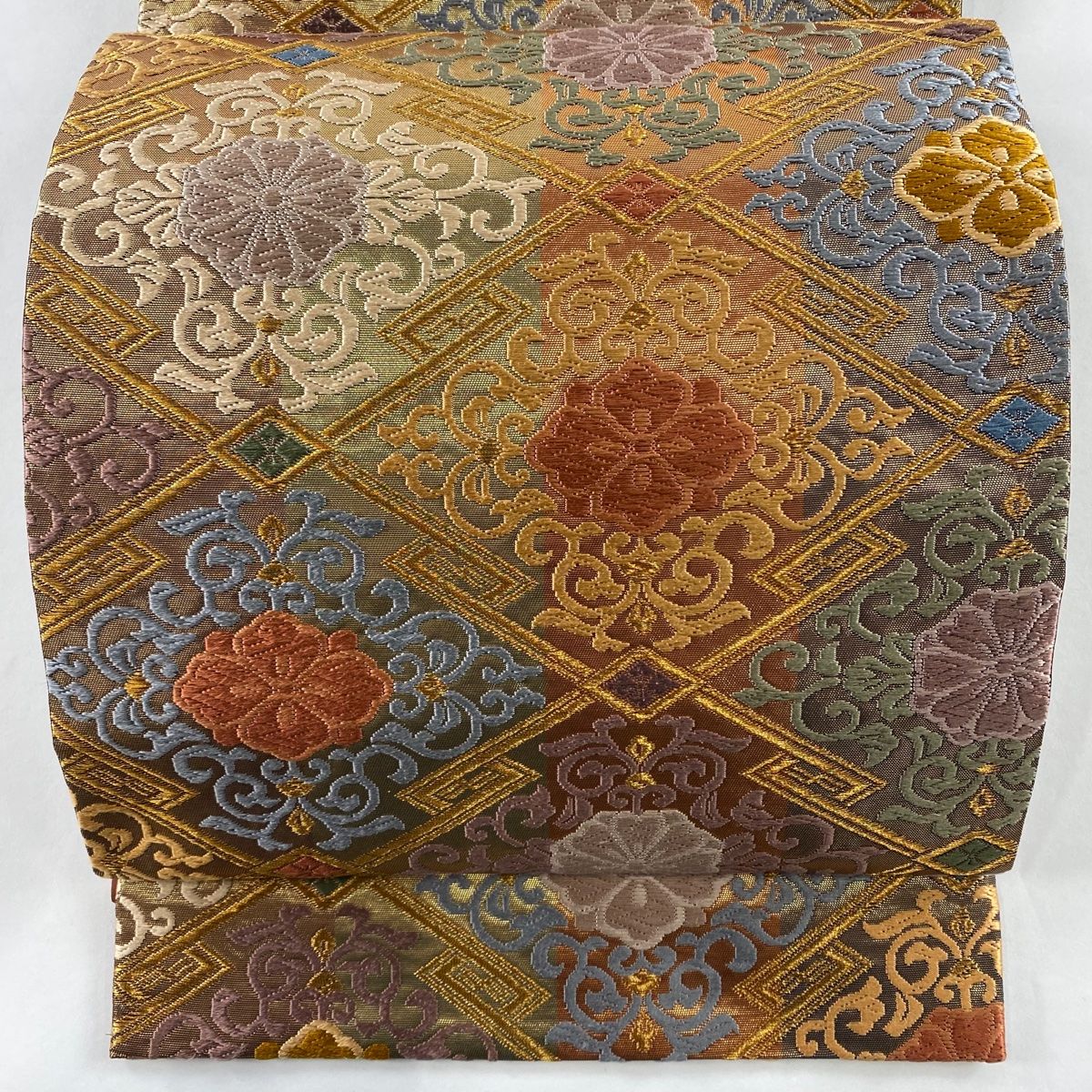 袋帯 美品 秀品 花唐草 菱 箔 唐織 赤茶 六通 正絹 【中古】 - メルカリ