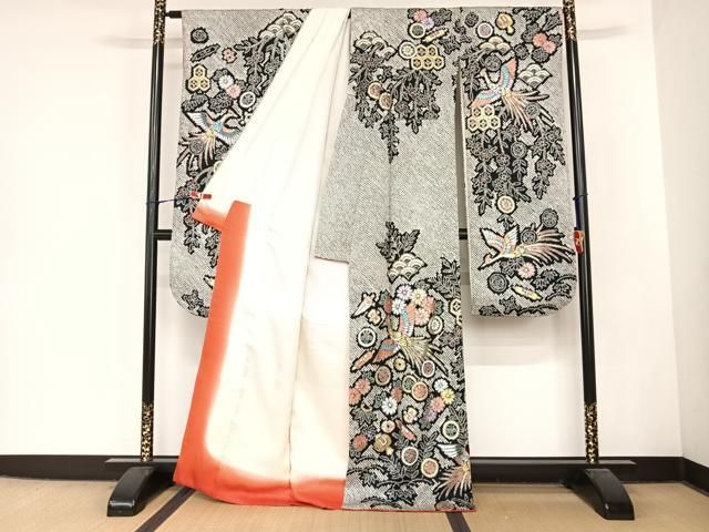平和屋着物○豪華振袖・長襦袢セット（無双仕立て）半衿刺繍 鳳凰花文