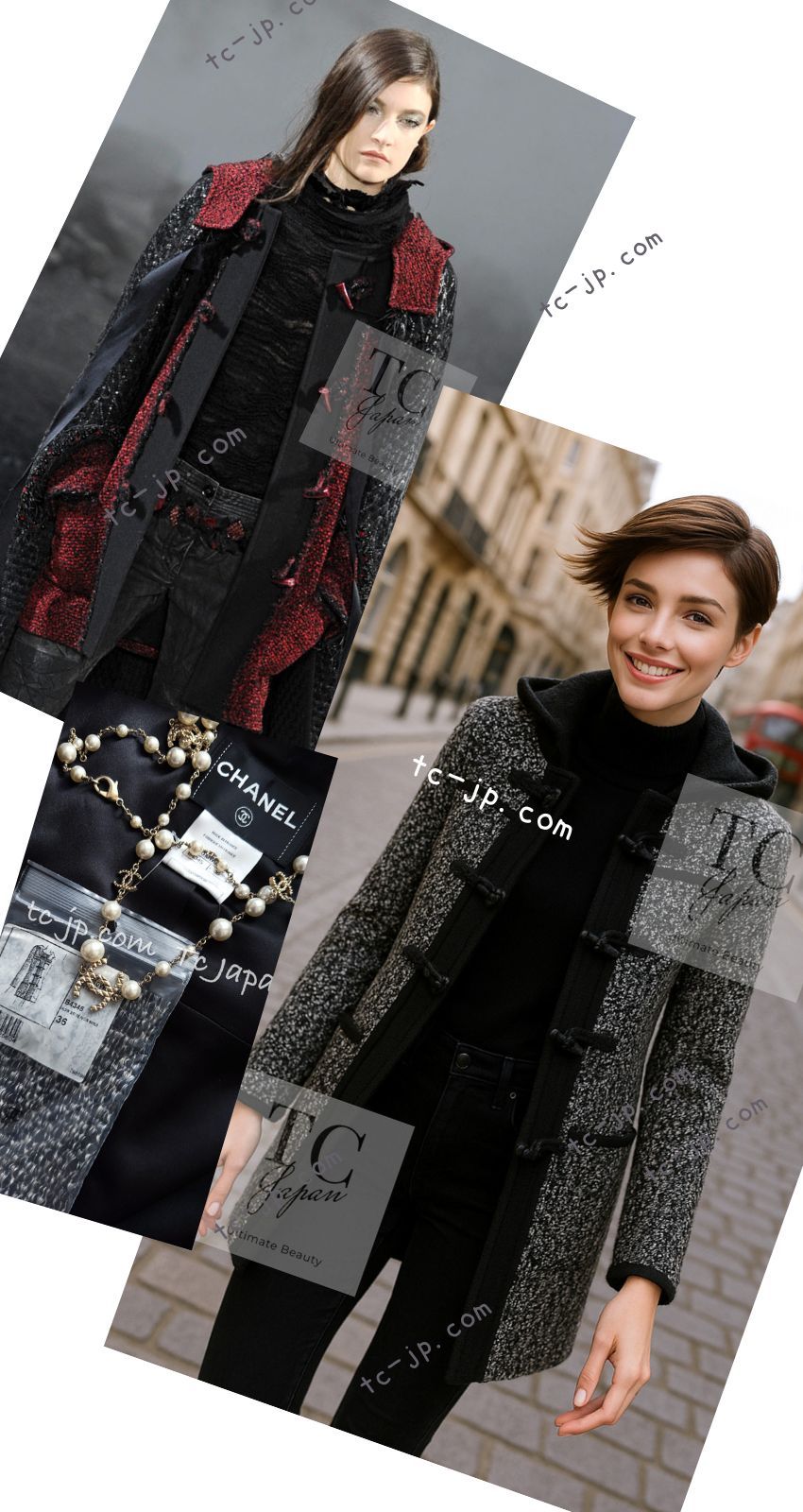 定価100万以上 シャネル CHANEL ツイードコート ラガーフェルド 38 シャネル コート CHANEL ブラック 黒 グレー ウール ダッフル