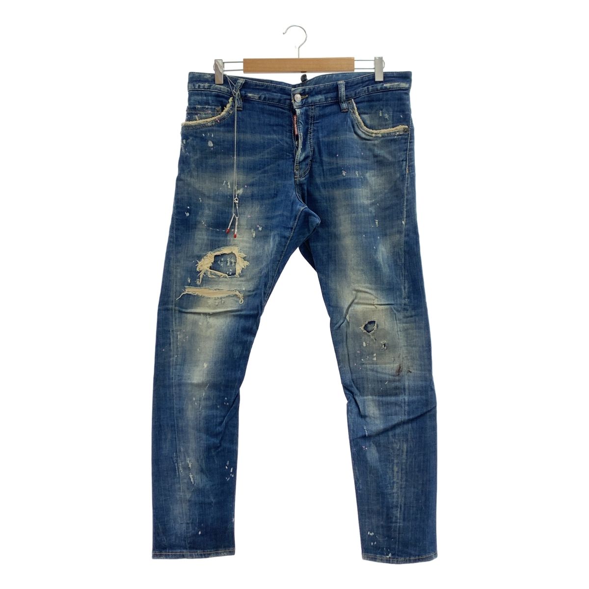 快調な DSQUARED2 | ディースクエアード | SEXY TWIST JEAN ダメージ ペンキ加工 セクシー ツイスト ジーンズ デニムパンツ | 50 | インディゴ | メンズ 来店をご期待!