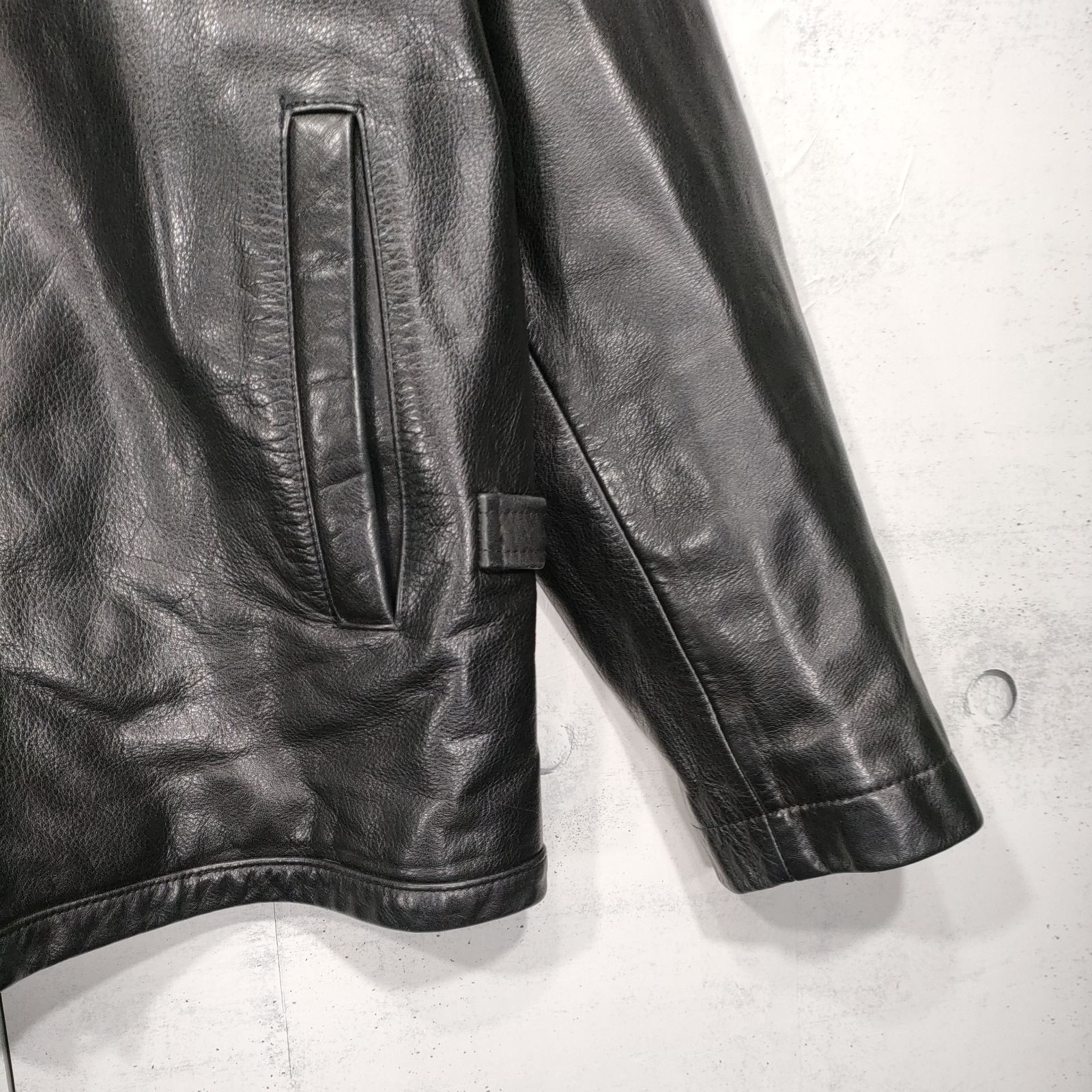 美品✨BANANA REPUBLIC シングルライダース　羊革　黒 BANANA REPUBLIC レザー シングル ライダース ジャケット メンズ