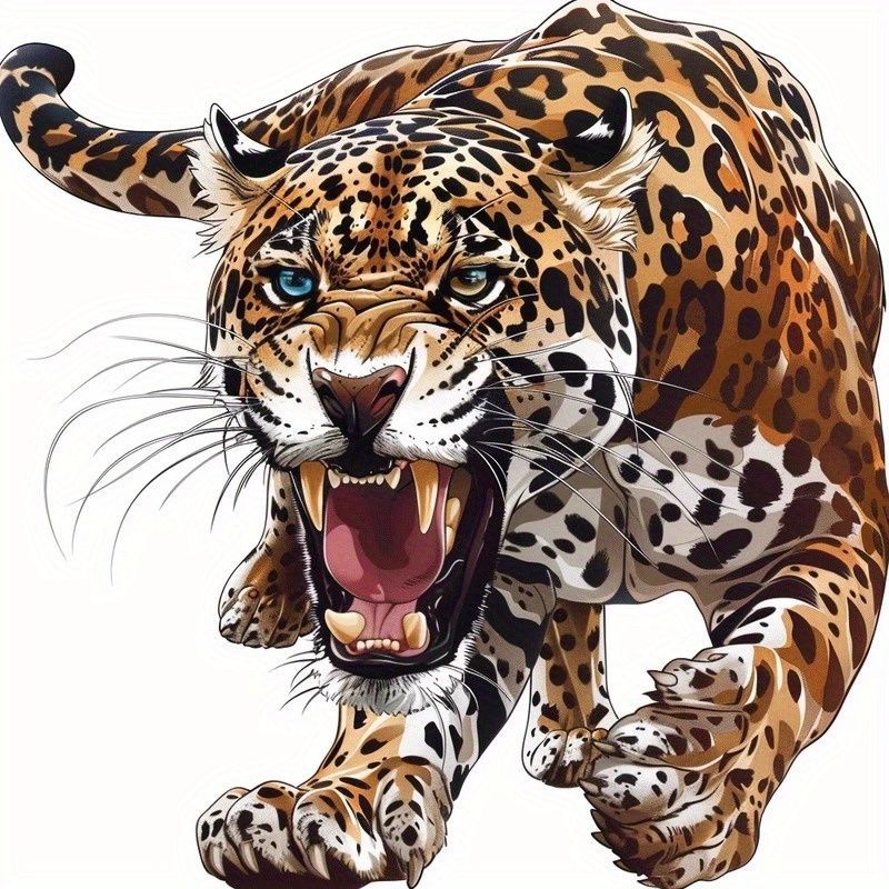 ステッカー 吠える豹 ヒョウ 動物 車用 10cm 威嚇するパンサー ノート